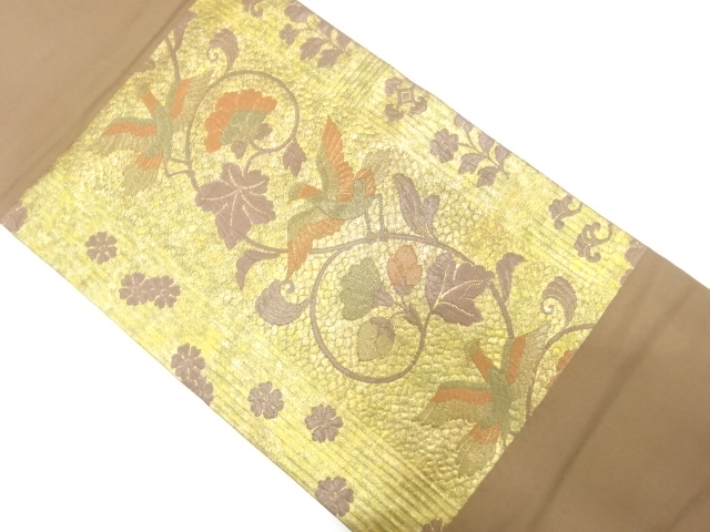 JAPANESE NAGOYA OBI / WOVEN FLOWER & BIRD